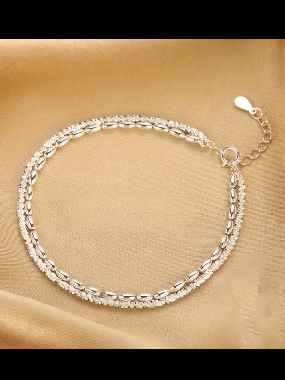 999 Silver plated Double Strand Bracelet- Silver